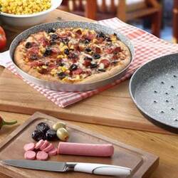 Altınbaşak Sac Pizza Tavası, Delikli, Granit, 18 Cm - Thumbnail