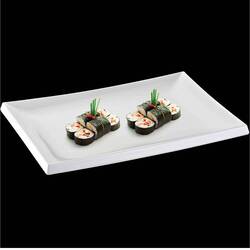 Biradlı Açık Büfe Sushi Servis Tabağı, Melamin, 40x27x2 Cm - Thumbnail