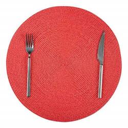 BİRADLI - Biradlı Amerikan Servis, Yuvarlak Pvc Kırmızı 38 Cm