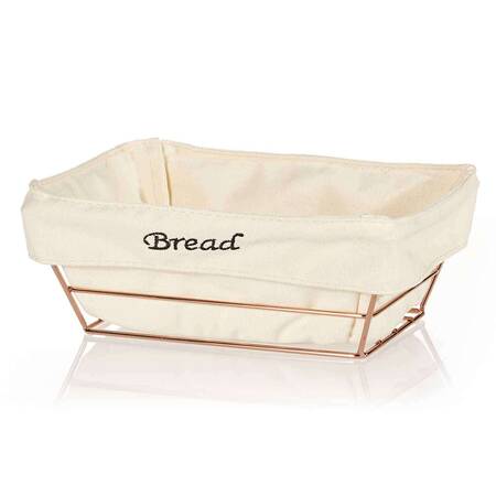 Biradlı Bezli Ekmek Sepeti, Dikdörtgen, 22x16 Cm, Bakır