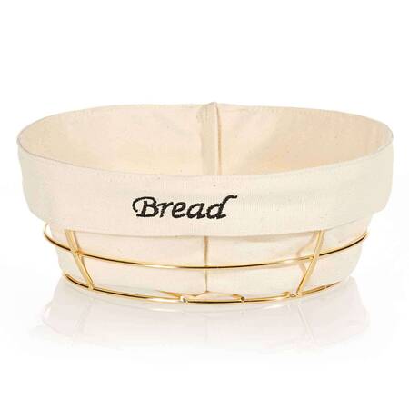 Biradlı Bezli Ekmek Sepeti, Yuvarlak, 23x23 Cm, Altın
