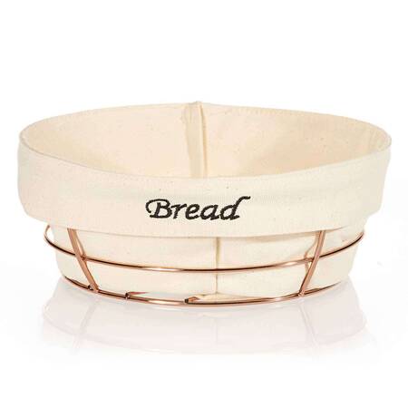 Biradlı Bezli Ekmek Sepeti, Yuvarlak, 23x23 Cm, Bakır