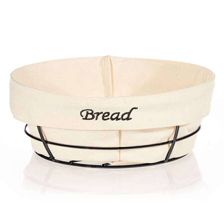 Biradlı Bezli Ekmek Sepeti, Yuvarlak, 23x23 Cm, Siyah