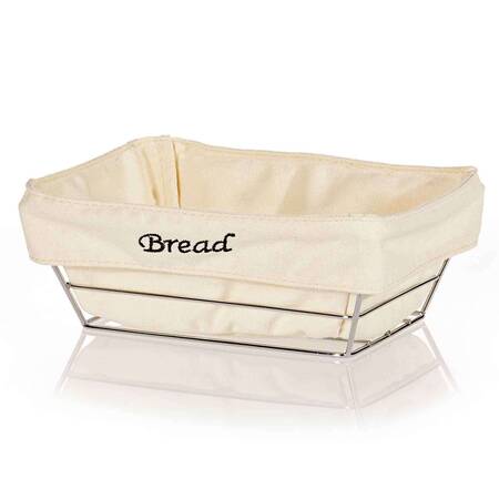 Biradlı Ekmek Sepeti, Bezli, Dikdörtgen, 22x16 Cm, Krom