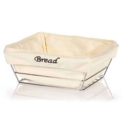 BİRADLI - Biradlı Ekmek Sepeti, Bezli, Kare, 22x22 Cm, Krom BİRADLI - Biradlı Ekmek Sepeti, Bezli, Kare, 22x22 Cm, Krom