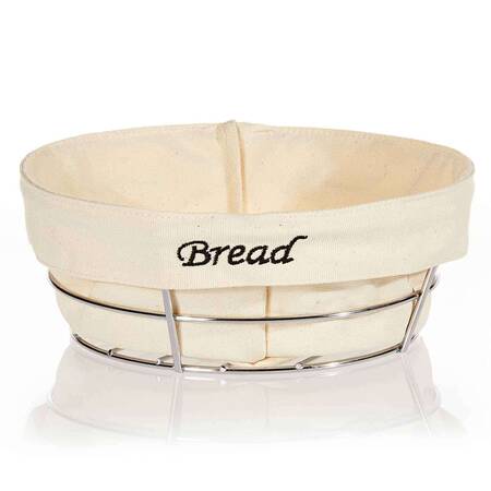 Biradlı Ekmek Sepeti, Bezli, Yuvarlak, 23x23 Cm, Krom