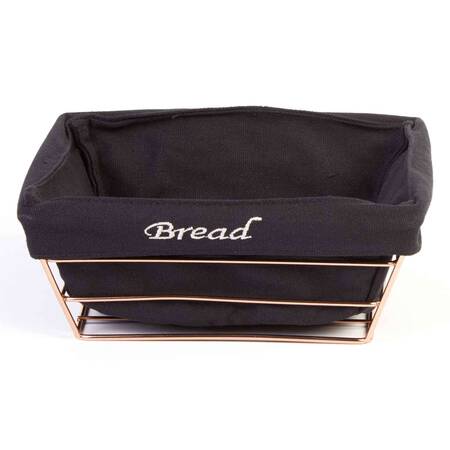 Biradlı Ekmek Sepeti, Siyah Bezli, Kare, 22x22 Cm, Bakır