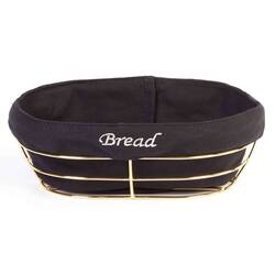 BİRADLI - Biradlı Ekmek Sepeti, Siyah Bezli, Oval, 26x17 Cm, Altın