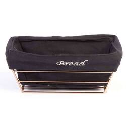 BİRADLI - Biradlı Siyah Bezli Ekmek Sepeti, Dikdörtgen, 22x16 Cm, Bakır BİRADLI - Biradlı Siyah Bezli Ekmek Sepeti, Dikdörtgen, 22x16 Cm, Bakır