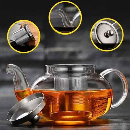 Cam Demlik, Çelik Süzgeç, 800 ml Cam Demlik, Çelik Süzgeç, 800 ml