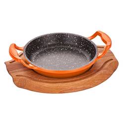 Altınbaşak - Döküm Alüminyum Sahan, Ahşap Nihale, Turuncu 16 Cm Altınbaşak - Döküm Alüminyum Sahan, Ahşap Nihale, Turuncu 16 Cm