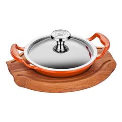 Altınbaşak - Döküm Alüminyum Sahan, Paslanmaz Kapak, Ahşap Nihale, Turuncu 16 Cm Altınbaşak - Döküm Alüminyum Sahan, Paslanmaz Kapak, Ahşap Nihale, Turuncu 16 Cm