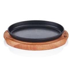 Altınbaşak - Döküm Demir Oval Fajita Tava, Ahşap Nihale 23x14 Cm Altınbaşak - Döküm Demir Oval Fajita Tava, Ahşap Nihale 23x14 Cm