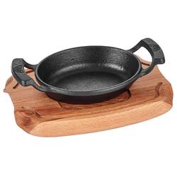 Altınbaşak - Döküm Demir Oval Sahan, Ahşap Nihale, 16x12 Cm