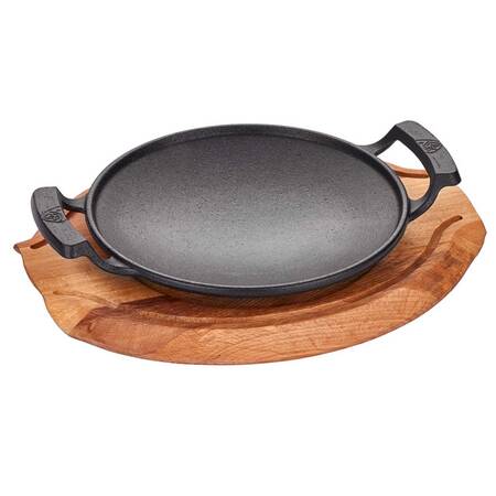 Döküm Demir Sac Kavurma, Ahşap Nihale, 20 Cm Döküm Demir Sac Kavurma, Ahşap Nihale, 20 Cm