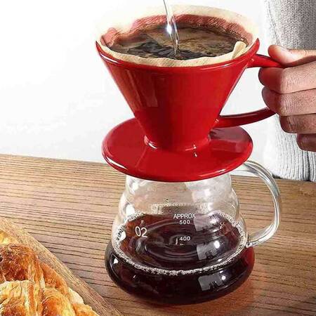 Epinox Dripper Seramik Kahve Demleme, Kırmızı Epinox Dripper Seramik Kahve Demleme, Kırmızı