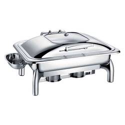 EPİNOX - Epinox Reşo Chafing Dish, Dörtgen, Hidrolik Kapaklı, 9 L