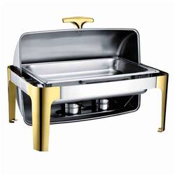 Epinox Roll Top Kapaklı Chafing Dish, Gold, 9 L - Thumbnail