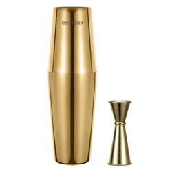 Eysigo - Eysigo Boston Kokteyl Shaker Seti, Gold, 550/750 ml, 2 Parça