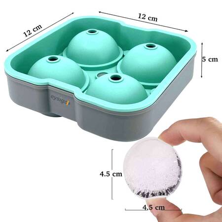 Eysigo Büyük Boy Silikon 4 Lü Top Buz Kalıbı, Yeşil Gri