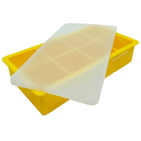 Eysigo Kapaklı Premium Büyük 8 Bölmeli Silikon Buz Kalıbı, Sarı
