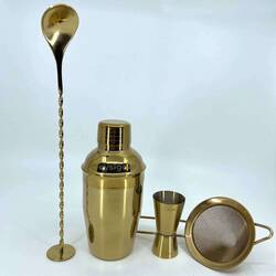 Eysigo Kokteyl Shaker Seti, Gold, 350 ml, 4 Parça - Thumbnail
