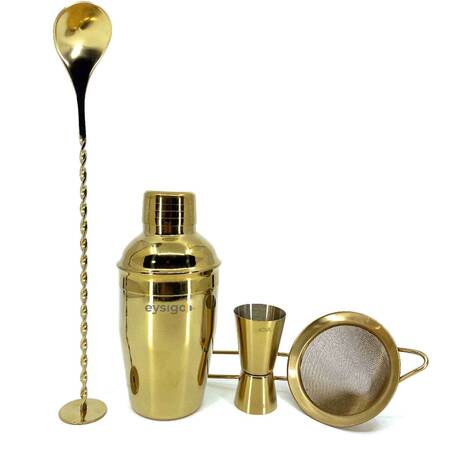 Eysigo Kokteyl Shaker Seti, Gold, 350 ml, 4 Parça