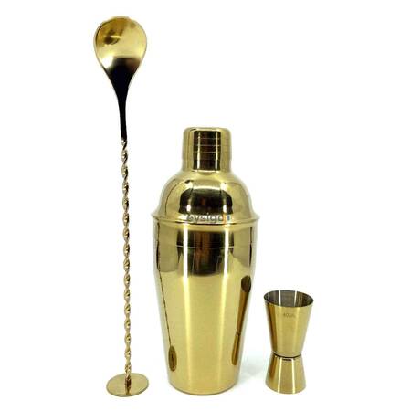 Eysigo Kokteyl Shaker Seti, Gold, 500 ml, 3 Parça