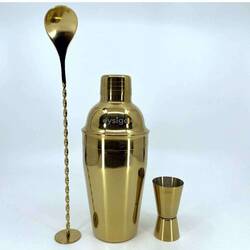 Eysigo Kokteyl Shaker Seti, Gold, 500 ml, 3 Parça - Thumbnail