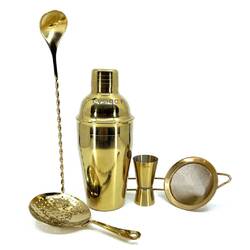 Eysigo - Eysigo Kokteyl Shaker Seti, Gold, 500 ml, 5 Parça Eysigo - Eysigo Kokteyl Shaker Seti, Gold, 500 ml, 5 Parça
