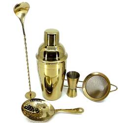 Eysigo Kokteyl Shaker Seti, Gold, 500 ml, 5 Parça - Thumbnail