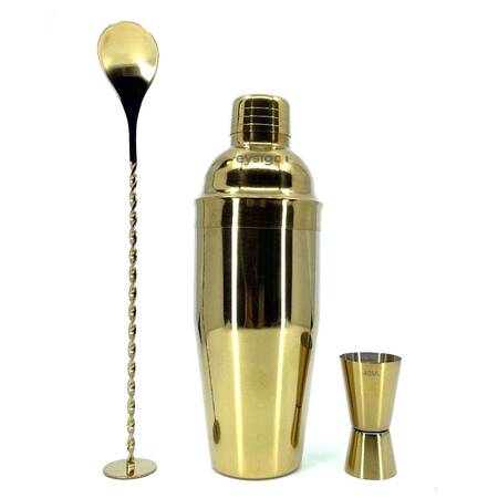 Eysigo Kokteyl Shaker Seti, Gold, 700 ml, 3 Parça