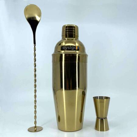 Eysigo Kokteyl Shaker Seti, Gold, 700 ml, 3 Parça