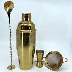 Eysigo Kokteyl Shaker Seti, Gold, 700 ml, 4 Parça - Thumbnail