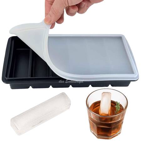 Eysigo Premium Silikon Çubuk Buz Kalıbı 6 Bölmeli, Kapaklı Siyah