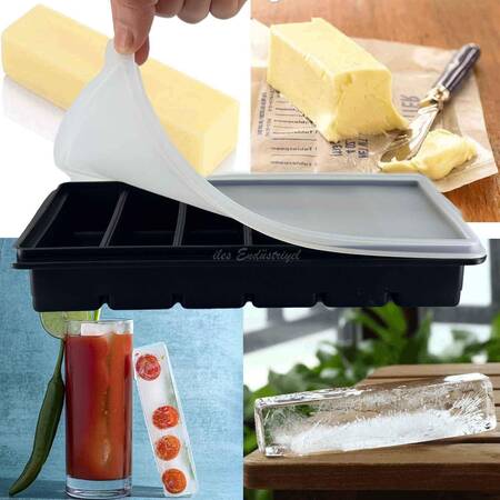 Eysigo Premium Silikon Çubuk Buz Kalıbı 6 Bölmeli, Kapaklı Siyah