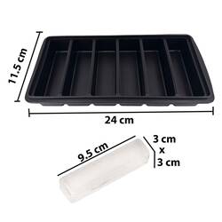 Eysigo Premium Silikon Çubuk Buz Kalıbı 6 Bölmeli, Kapaklı Siyah - Thumbnail