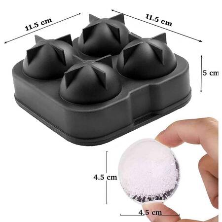 Eysigo Silikon Buz Kalıbı Siyah Kırmızı Küp ve Küre Model 2'li Set