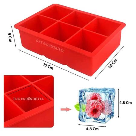 Eysigo Silikon Buz Kalıbı Siyah Kırmızı Küp ve Küre Model 2'li Set