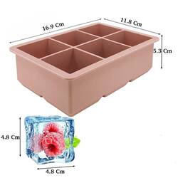 Eysigo - Eysigo Silikon Çok Amaçlı Ekstra Büyük Boy 6'lı Küp Buz Kalıbı, Pembe (1)