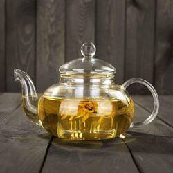 Glass Teapot 800 Ml - Glass Strainer (Cd-800C) - Thumbnail