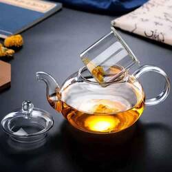Glass Teapot 800 Ml - Glass Strainer (Cd-800C) - Thumbnail