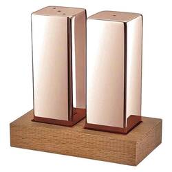 Groovy - Groovy 2'li Kare Tuzluk Takımı, Ahşap Standlı, Bakır