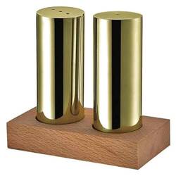 Groovy - Groovy 2'li Yuvarlak Tuzluk Takımı, Ahşap Standlı, Altın