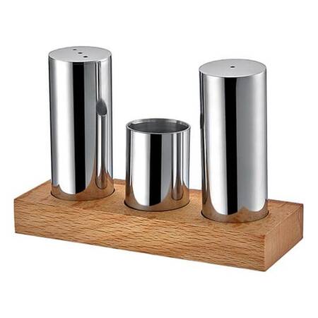 Groovy 3 Lü Ahşap Dörtgen Standlı Yuvarlak Tuzluk Takımı Mat Groovy 3 Lü Ahşap Dörtgen Standlı Yuvarlak Tuzluk Takımı Mat