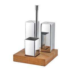 Groovy - Groovy 3 Lü Ahşap Standlı Kare Tuzluk Takımı Mat Groovy - Groovy 3 Lü Ahşap Standlı Kare Tuzluk Takımı Mat