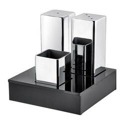Groovy - Groovy 3 Lü Pleksi Standlı Kare Tuzluk Takımı Mat