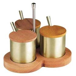 Groovy - Groovy 3'lü Mat Baharatlık Takımı, Standlı, Altın Groovy - Groovy 3'lü Mat Baharatlık Takımı, Standlı, Altın