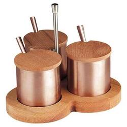 Groovy - Groovy 3'lü Mat Baharatlık Takımı, Standlı, Bakır, 17 Cm Groovy - Groovy 3'lü Mat Baharatlık Takımı, Standlı, Bakır, 17 Cm