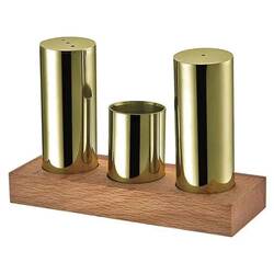 Groovy - Groovy 3'lü Yuvarlak Tuzluk Takımı, Ahşap Standlı, Altın Groovy - Groovy 3'lü Yuvarlak Tuzluk Takımı, Ahşap Standlı, Altın